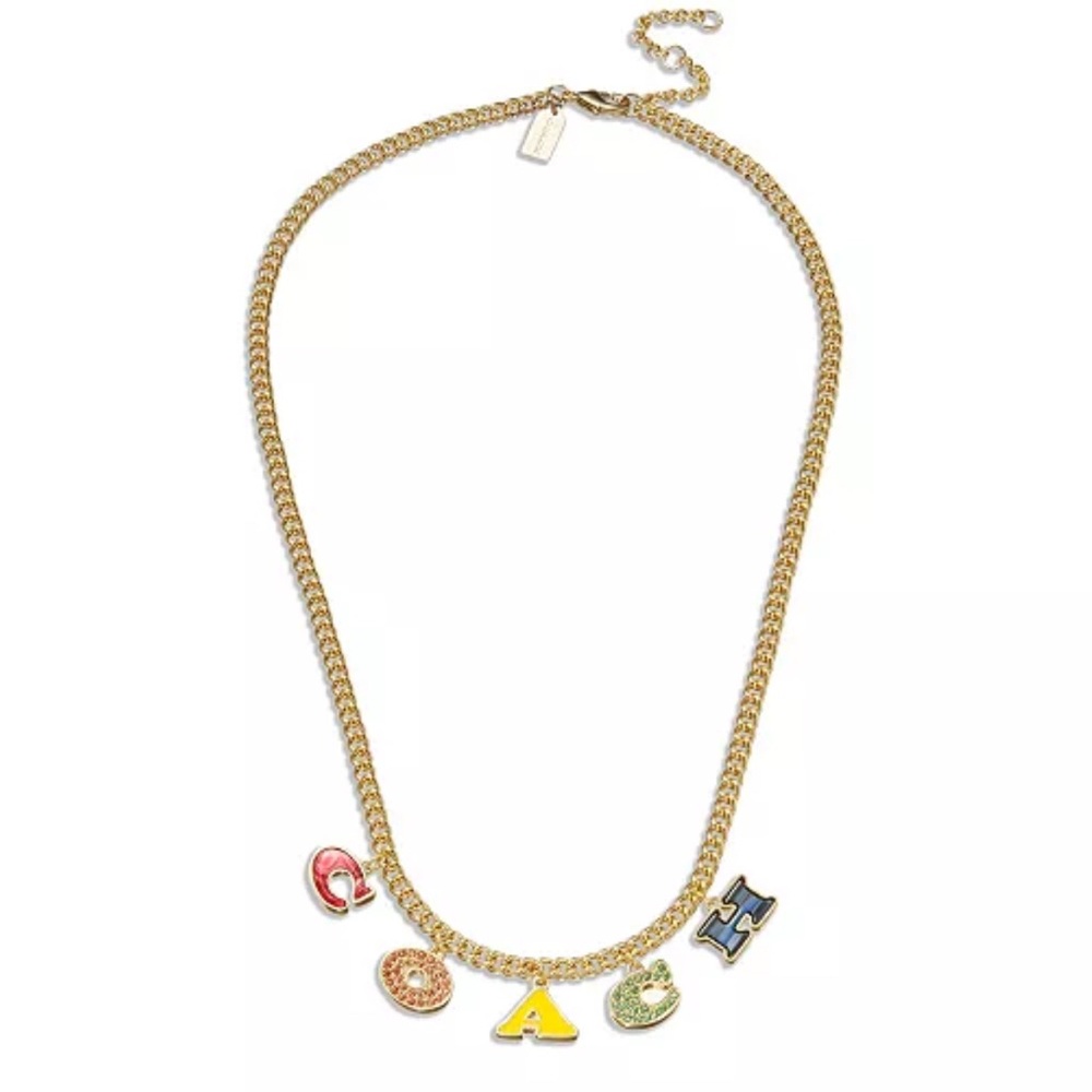 NWT Coach Colorful Letter Charm Necklace
